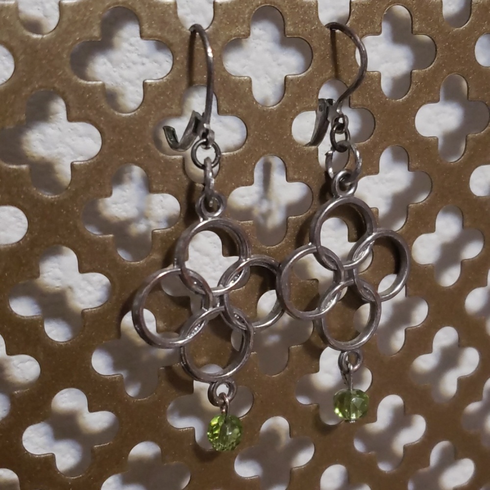 Four silver circles handmade earings.